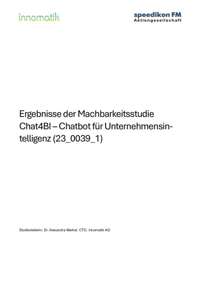 Ergebnis der Machbarkeitsstudie