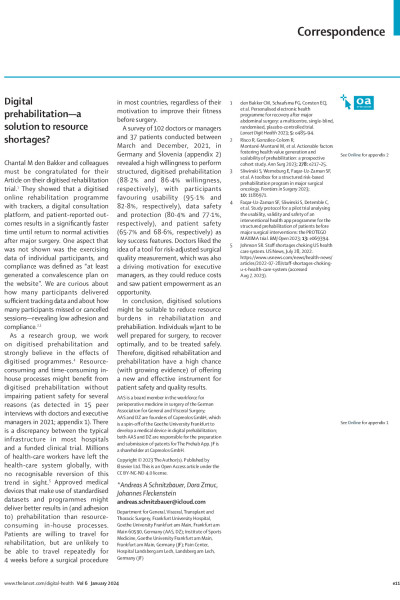 Digitale Prähabilitation - next generation solution (LANCET Digital health)